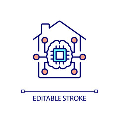 Home automation RGB color icon. Smart devices. Remote control. Iot products. Innovative household system. Isolated vector illustration. Simple filled line drawing. Editable stroke. Arial font used