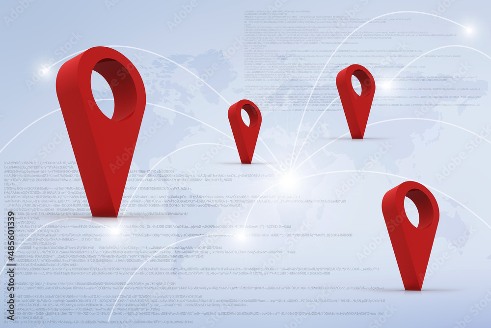 Poster 3d rendering red map pointer