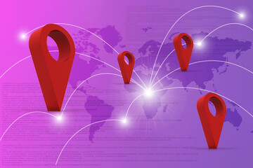 3d rendering Red map pointer

