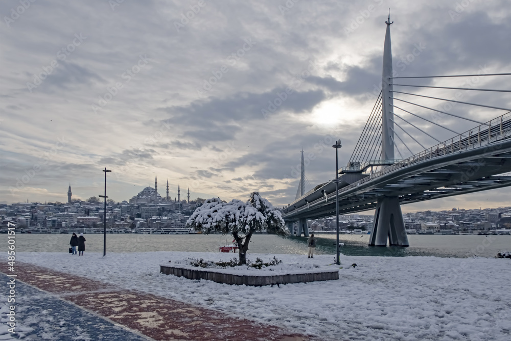 Sticker istanbul,turkey.january 25 2022.istanbul is the dream city between the continents of europe and asia