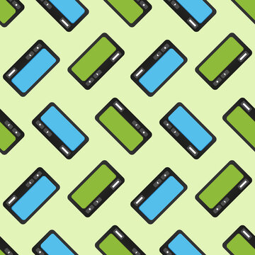 Pagers, beepers wireless telecommunications devices vector seamless pattern background for 80s, 90s design.
