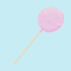 Candy illustration pink color on blue background