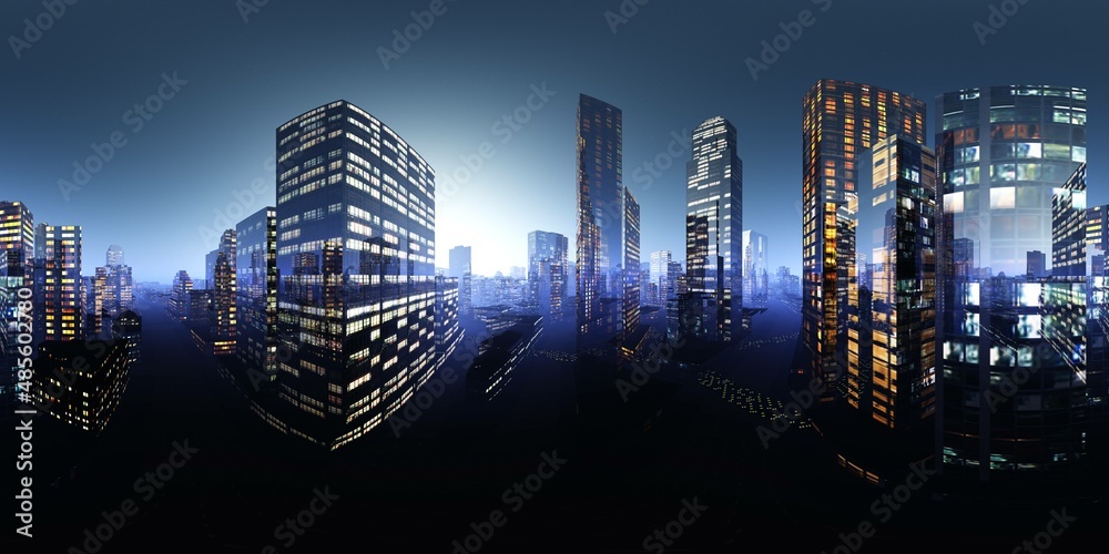 Canvas Prints Night city. HDRI . equidistant projection. Spherical panorama. panorama 360. environment map, 3D rendering