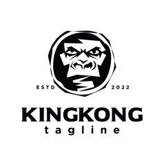 King kong mascot logo silhouette version gorilla Vector emblem character