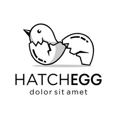 Chicken Hatch Egg Logo Template hipster vintage retro icon Vector 