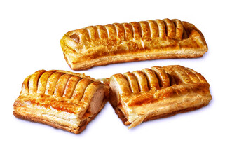 Sausage roll puff pastry snack with meat