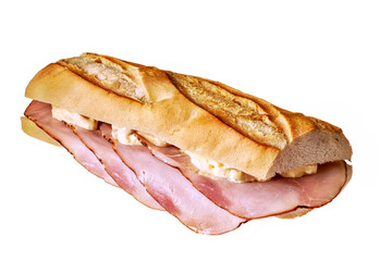 sub sandwich with ham and lettuce