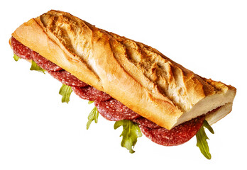 sub sandwich with ham and lettuce