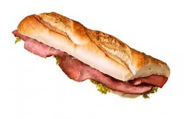 sub sandwich with ham and lettuce