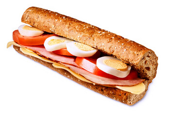 sub sandwich with ham cheese egg and tomato