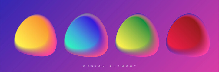 Obraz premium Set of liquid color abstract rounded shapes. Fluid neon gradient elements, Futuristic trendy dynamic elements.