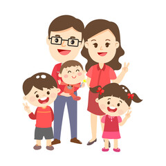  Cute and Happy Family Character Vector. 