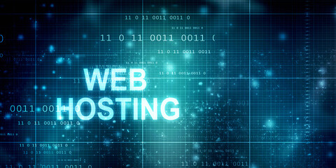 Obraz premium 2d illustration Web Hosting. The activity of providing storage space and access for websites. Business, modern technology, internet and networking concept