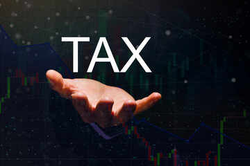 Man's hand in suit, Hologram - TAX.