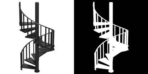3D rendering illustration of a spiral staircase