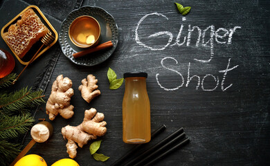 Ginger shot, fresh, raw and cold pressed, pure Ginger, 
immunity booster