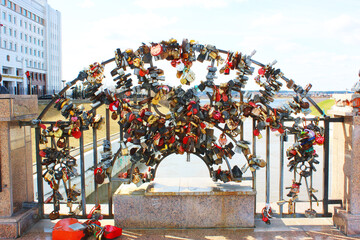 Locks of love, Valentine's Day or wedding day. Locks with a lock of love on the bridge, locks...