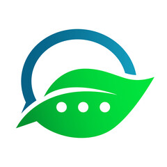 Nature leaf chat logo design.