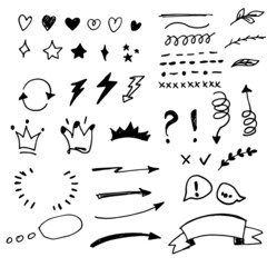 Vector set of hand drawn arrows and design elements