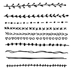 Vector hand drawn set of borders or underliners