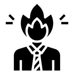 BURNING HEAD glyph icon,linear,outline,graphic,illustration