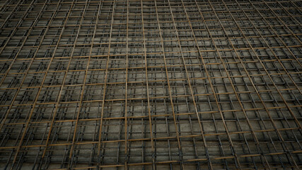 Fototapeta premium Steel photographs laid out in several layers on the cement floor.