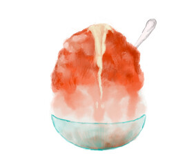 かき氷　夏イメージ　水彩タッチ