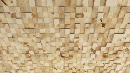 wood square pattern background,Wood panel wall,3d rendering