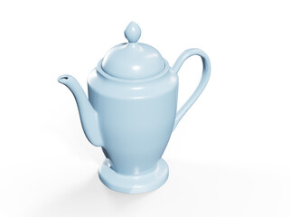 Stylish insulated plastic electric white kettle. 3d illustration, 3d rendering.