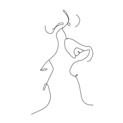 Ingelijste posters Een lijn Love vector. Symbol of love. Kiss line vector illustration. Minimalist face icon Couple logo. 2 faces kissing VALENTINES  © Анастасія Кравченко