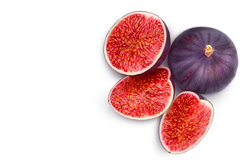 fig fruits isolated on white background with clipping path. Top viewwith copy space for your text.. Flat lay