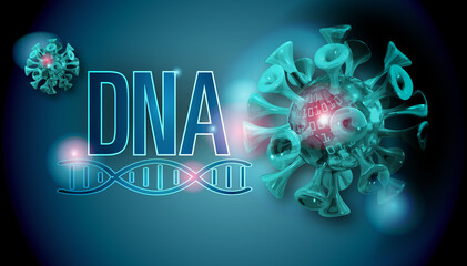 DNA gene code binary code virus illustration helix