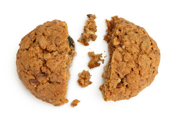 oatmeal cookies with flax, pumpkin and sunflower seeds with clipping path and full depth of field. Top view. Flat lay