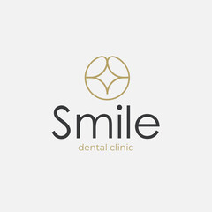 Dental logo design template - smile, lips and shine.