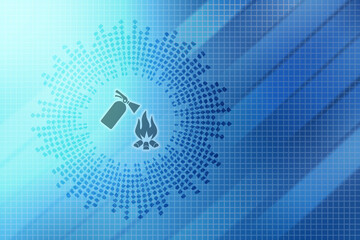 2d illustration Fire Extinguisher Extinguish fire. illustration flat design. Isolated on background. Protection from flame. Foam from nozzle


