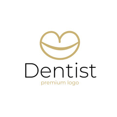 Dental logo icon style template - smile and lips.  