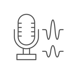 Retro microphone line outline icon