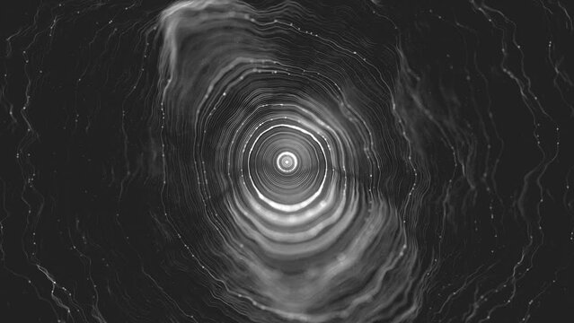 Abstract Digital Concentric Rings And Data Lines Loop/ 4k animation of an abstract wallpaper technology background of flowing particle concentric circle lines for communication and data connecting sym