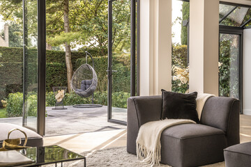 Interior of room with couches