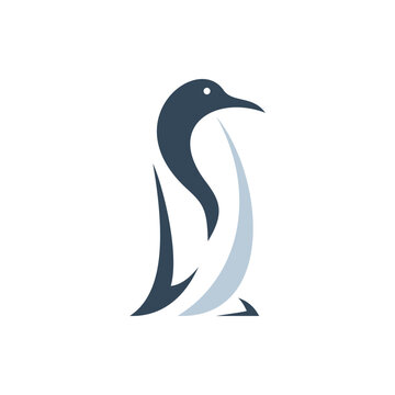 Modern Silhouette Penguin Shape Logo Illustration Design