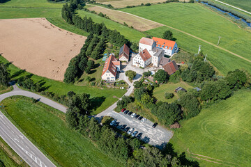 Luftbild der Stadtmühle Ornbau im Naturpark Altmühltal am Altmühlüberleiter