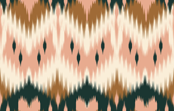 Brown ethnic abstract ikat art. Seamless pattern in tribal, folk embroidery, Cute Mexican style. Aztec geometric art ornament print. Design for carpet, wallpaper, clothing, wrapping, fabric, cover.