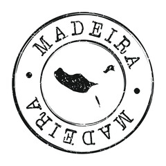 Madeira Islands, Portugal Silhouette Postal Passport. Stamp Round Vector Icon Map. Design Travel Postmark.  - obrazy, fototapety, plakaty