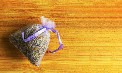 Lavender sachet for home and wardrobe freshener, natural anti-repellant, transparent organza bag...