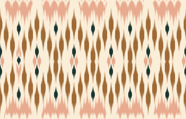 Brown ethnic abstract ikat art. Seamless pattern in tribal, folk embroidery, Cute Mexican style. Aztec geometric art ornament print. Design for carpet, wallpaper, clothing, wrapping, fabric, cover.