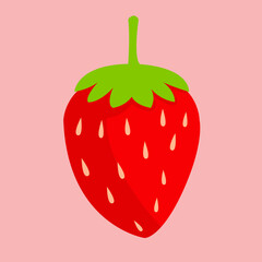illustration of strawberries on a pink background.