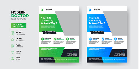 Creative and Modern Doctor Medical Health Flyer Template Design
