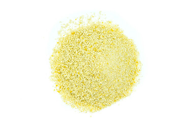 Breadcrumbs isolated on white background top view