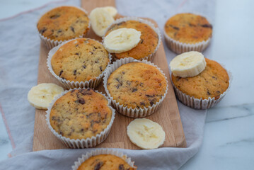 sweet home made peanut butter, chocolate, banana muffins
