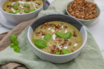 healthy organic home made lentil spinach soup